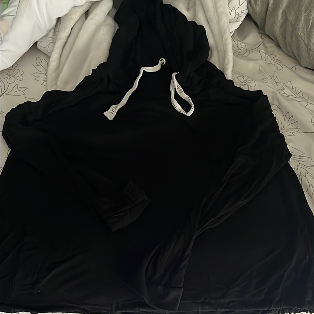French Connection Black Hoodie with White Accents